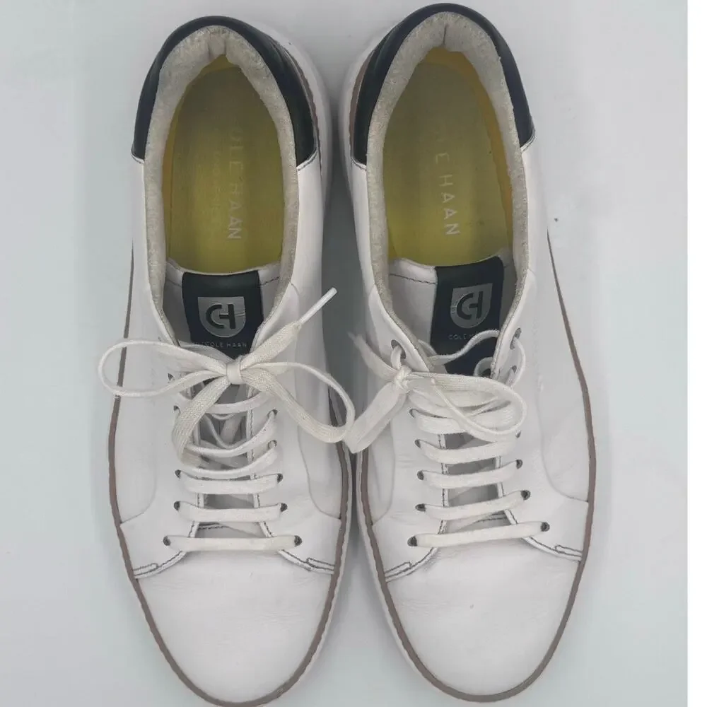 Cole Haan GrandPro Topspin Men’s 11M White Leather Sneakers Navy Casual Shoes